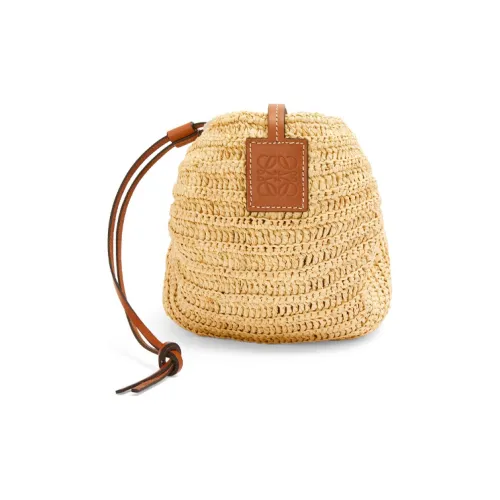 LOEWE Рафия волокно с коровьей кожей отпускная сумка сумка через плечо сумка на плечо женская коричневый