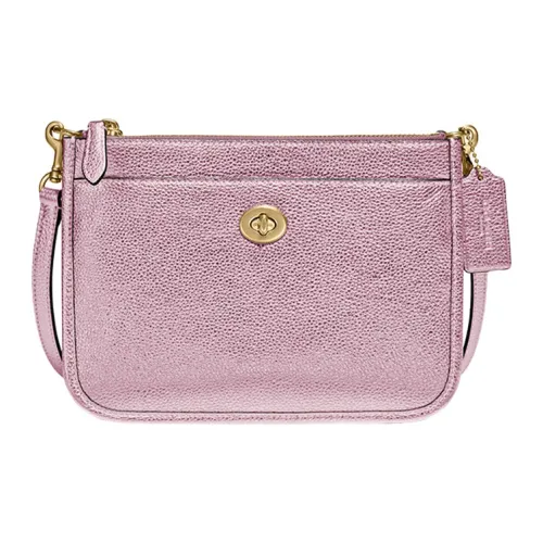 COACH Turnlock Нубук GRAIN LEATHER Ручная Сумка через плечо Маленькая Женская Розовая