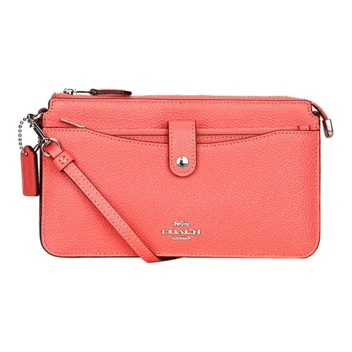 COACH NOA POP Up Корова Кожа Плечевая Сумка Маленькая Женская Персиково-Розовая