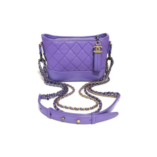 CHANEL Gabrielle Телячья кожа Сумка-хобо Сумка Сумка через плечо Сумка через плечо Маленькая Женская Фиолетовая