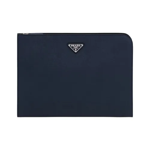 PRADA Saffiano Коровья кожа Клатч Мужской Морской синий