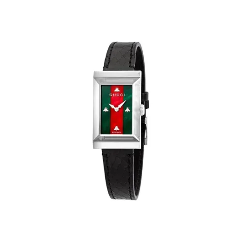 GUCCI Frame Series Женские часы Кварцевый механизм Естественная кожа Ремешок Зеленый циферблат