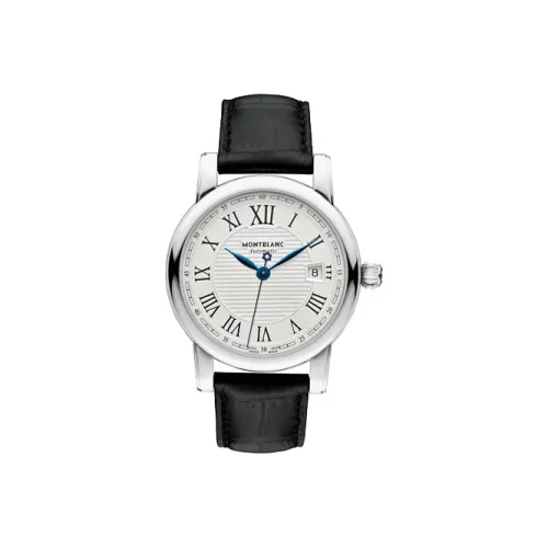 MONTBLANC Автоматический Механический Часы Мужские 39 мм Белый Циферблат Корпус из Нержавеющей Стали Кожаный Ремешок