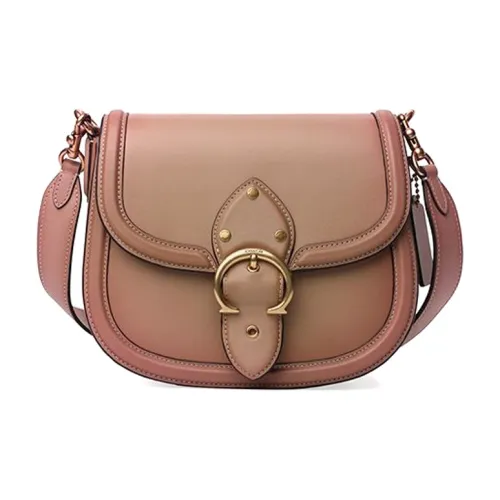 COACH Beat Дубленая кожа Седло Сумка Сумка через плечо Сумка среднего размера Женская Тауповая