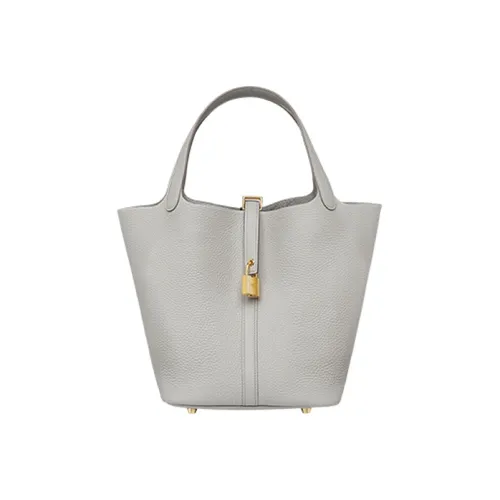 HERMES Picotin Lock Clemence Bullock Кожа Ведрообразная Сумка 22 Женская Бетон Серый