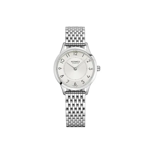 HERMES Slim d'Hermes Наручные часы Кварцевый механизм Ремешок из нержавеющей стали 25 мм Серебристый циферблат Женские часы