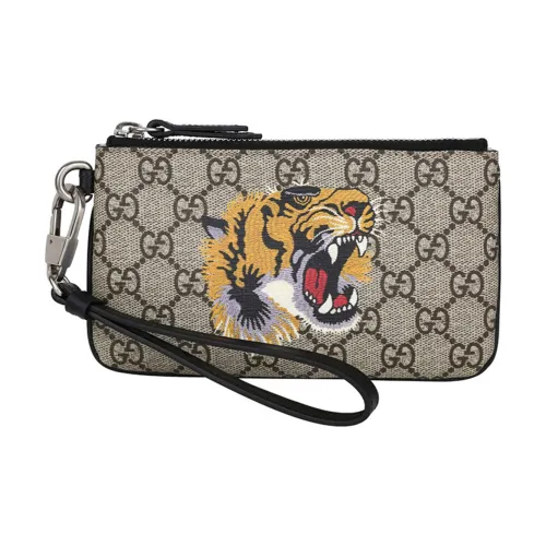 GUCCI Canvas с кожаными вставками кошелек для монет клатч большой мужской цвет эбеновое дерево черный