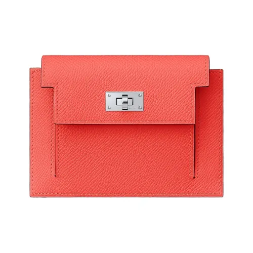 HERMES Kelly Pocket Коровья кожа Кошелек Женские Texas Розовый