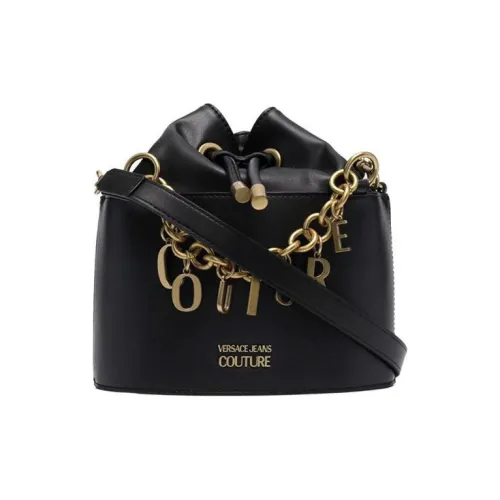 VERSACE JEANS COUTURE Полиуретан Ведро-Формовая Сумка Сумка через плечо Сумка через плечо Женская Черная