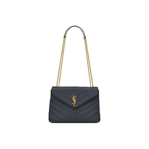 SAINT LAURENT LOULOU Quilted Кожа Цепочка Сумка через плечо Женская Светло-Черная