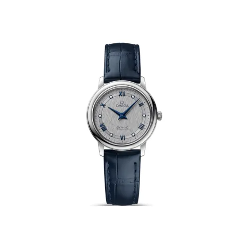 OMEGA Elegant Saucer Series Кварцевый механизм Женские часы 28 мм и меньше Серый циферблат Корпус из нержавеющей стали Кожаный ремешок