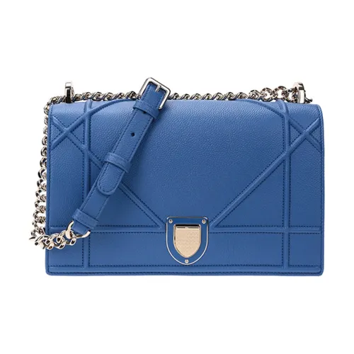 DIOR Коровья кожа крупнозернистая Сумка через плечо Женская Королевский синий