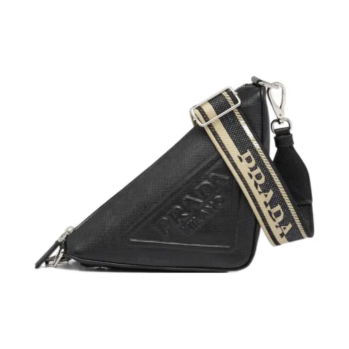 PRADA Крестообразная текстура кожа портативная сумка через плечо мужская черная