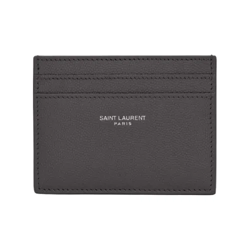 SAINT LAURENT Тисненая кожа с зернистым текстуром Мужской кошелек для карт Серый Белый