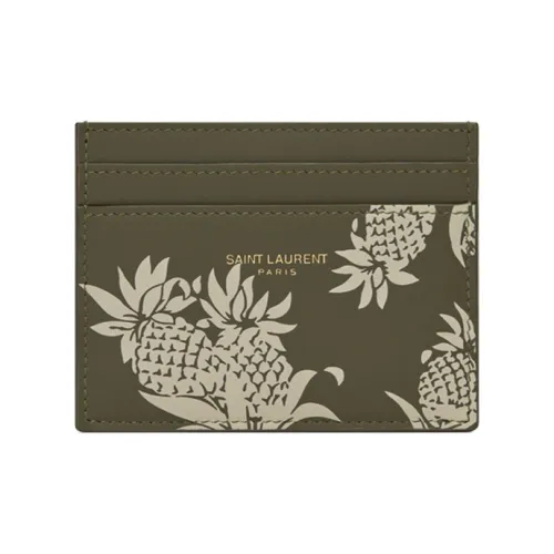 SAINT LAURENT Блестящий кожаный держатель для карт держатель для карт мужской хаки