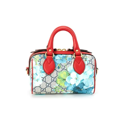 GUCCI GG Blooms Холст Бостон Сумка через плечо Сумка Мини Женская Синий Красный