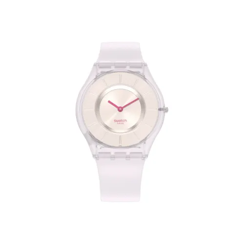 SWATCH Skin Collection Кварцевый механизм Женские часы 34 мм Розовый циферблат Часы Экологичный материал Корпус часов