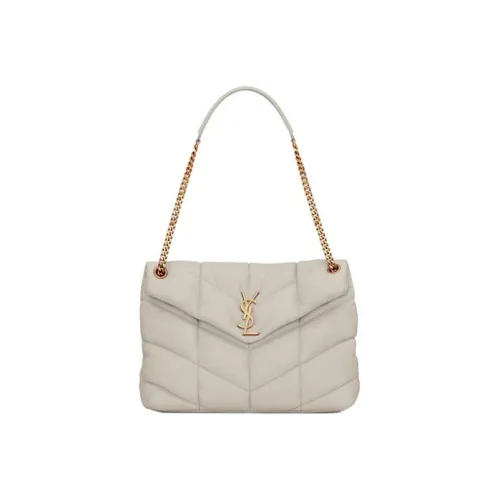 SAINT LAURENT LOULOUPUFFER Лоскутное шитье Овечья шкура Облачная сумка Сумка-подушка Сумки через плечо Сумка на плечо Женская Серый