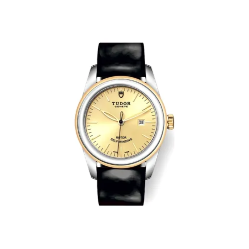 TUDOR Jun Jue Series Автоматический Механический Механизм Женские Часы 31 мм Золотой Циферблат Нержавеющая Сталь Корпус Кожаный Ремешок