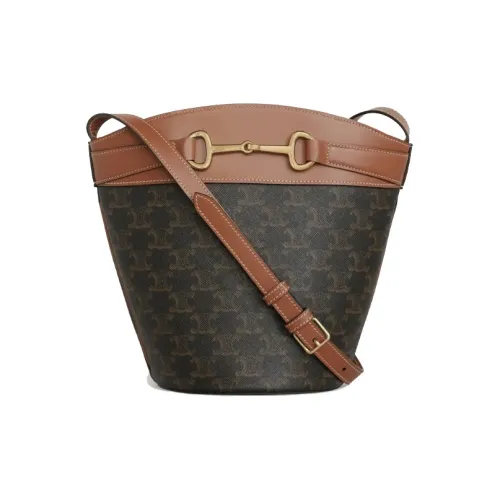 CELINE Triomphe Коровья кожа Ведрообразная сумка Сумка через плечо Стандартная Женская Candy Color Рыжевато-коричневый