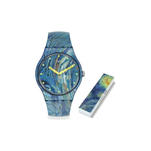 SWATCH New Gent Collection Кварцевый механизм Унисекс Часы 41 мм Синий циферблат Пластиковый корпус Часы Силиконовый ремешок