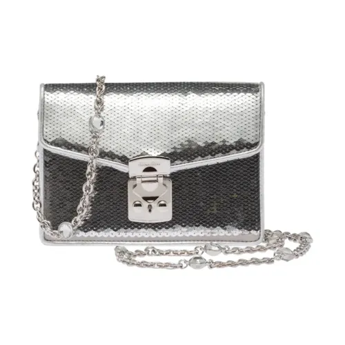 MIU MIU Овчина Блестки Сумка через плечо Сумка на плечо Женская Серебряная