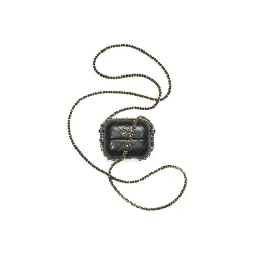 CHANEL Овчина Чехол для наушников Клатч Сумка через плечо Женская Черная