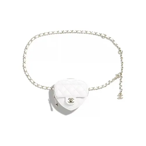 CHANEL Коровья кожа Сердечная сумка Бананка Мини Женская Белая