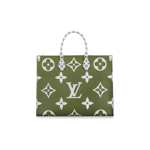 LOUIS VUITTON ONTHEGO Монограмма Покрытый холст Джунгли Сумка Тоут Сумка Сумка для покупок Сумка на плечо Сумка Женская Зеленая