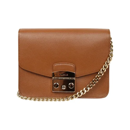 Furla Metropolis Collection Кожаная маленькая квадратная сумка сумка через плечо плечевая сумка женская коричневая