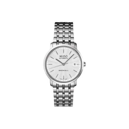 MIDO Автоматический Механический Механизм Мужские Часы Baroncelli 37 мм Серебряные