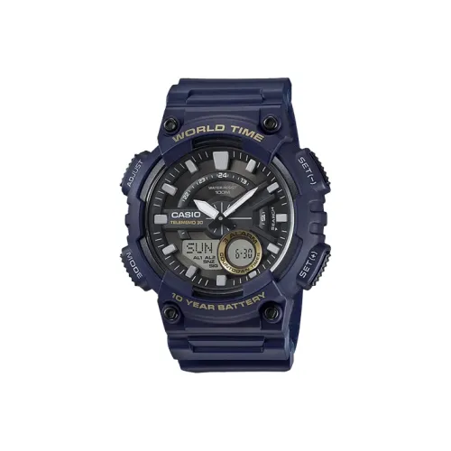 CASIO YOUTH Collection Круглый Аналоговый Кварцевый механизм Смольный ремешок Часы Мужские Циферблат Синий