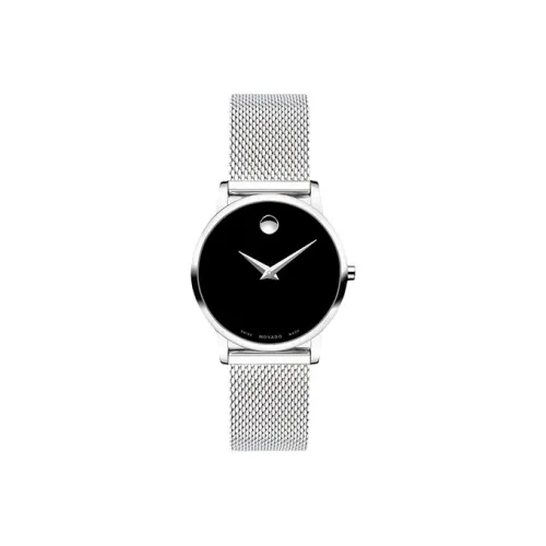 MOVADO Museum Series Кварцевый механизм Женские часы 28 мм Черный циферблат Корпус из нержавеющей стали Стальной ремешок 0607220