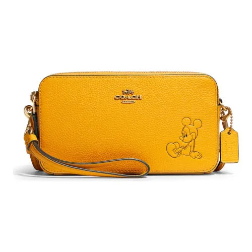 COACH X DISNEY Mickey Коллаборация Kira (Красный) Пыльная Кожа Ручная Сумка через плечо Маленькая Женская Апельсиновая