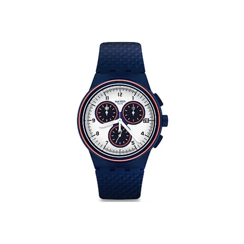 SWATCH Original Collection Кварцевый механизм Унисекс Часы 42 мм Белый циферблат Пластиковый корпус Часы Силиконовый ремешок