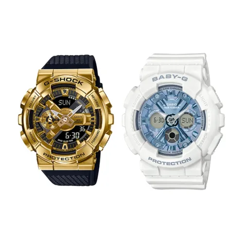 CASIO Парные часы Коллекция GM BA Коллекция Кварцевый механизм Часы Унисекс Золотой циферблат GM 110G 1A9+BA 130 7A2ER