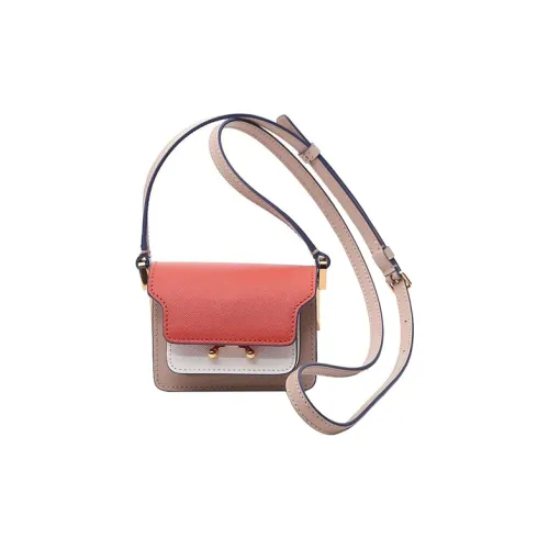 MARNI Телячья кожа Сумка через плечо Сумка на плечо Мини Женская Оранжевая Белая Кофейная