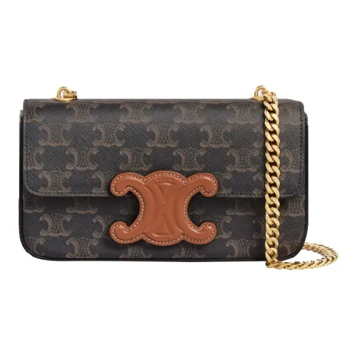 CELINE Triomphe Коровья кожа Сумка через плечо Женская Рыжевато-коричневый