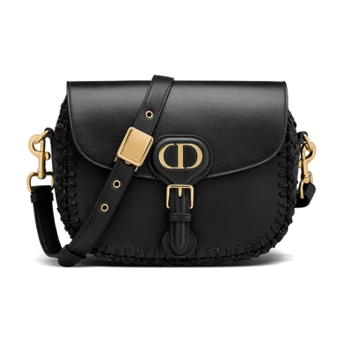 DIOR Bobby Grained Телячья кожа Сумка Сумка через плечо Средняя Женская Черная