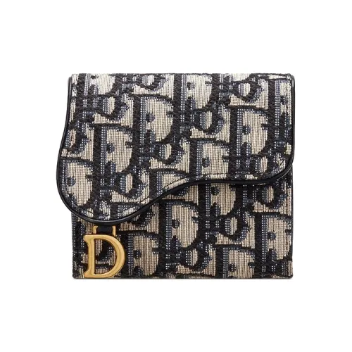 DIOR Седло Сумка из холста Картхолдер Кошелек для монет Средний кошелек унисекс джинсовый синий