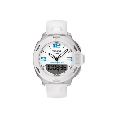 TISSOT Tang Zhi Collection Кварцевый механизм Женские часы 42,2 мм Белый циферблат Корпус из нержавеющей стали Резиновый ремешок