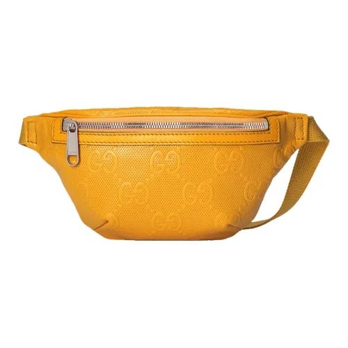 GUCCI GG Embossed Кожа Бананка Унисекс Желтый
