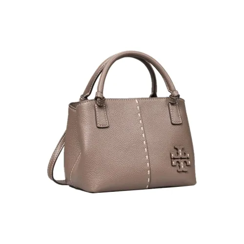 TORY BURCH McGraw Litchi Grain Leather Crossbody Bag Mini Women's Silver Maple