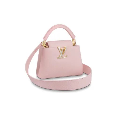 LOUIS VUITTON Capucines LARGE LOGO Портативная Сумка через плечо Сумка на плечо Мини Женская Розовая
