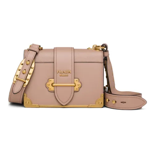 PRADA Cahier Телячья кожа Сумка через плечо Женская Золотая Розовая