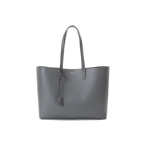 SAINT LAURENT East West Мягкая Телячья Кожа Комбинированная Сумка Тоут Сумка Сумка для покупок Сумка через плечо Женская Темно-Серый