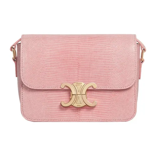 CELINE Triomphe Блестящая сумка через плечо из коровьей кожи сумка через плечо женская светло-розовая