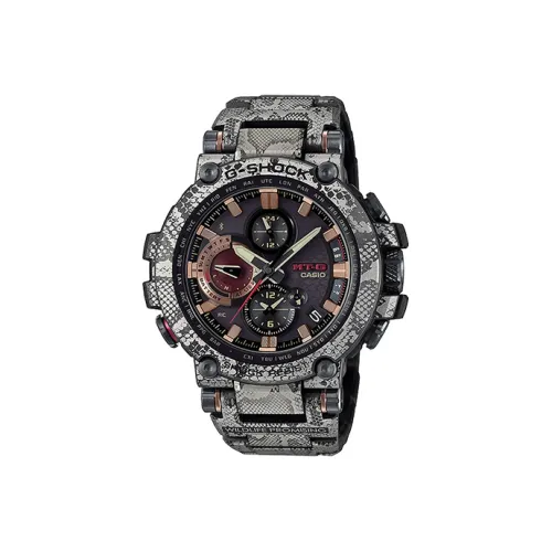 CASIO MT G Series Солнечный Кварцевый механизм Смольный ремешок Часы Мужские Серебристый циферблат