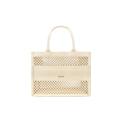 DIOR BookTote Cotton Shopping Сумка Тоут Маленькая Женская Молочно-белая