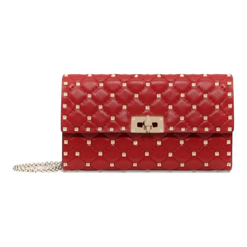 Valentino ROCKSTUD SPIKE Sheepskin Цепляемая Сумка через плечо Женская Красная